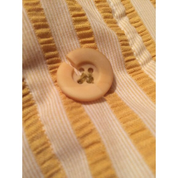 Vgt 1970 100% Cotton Kaftan Tunic Nehru Collar White Yellow Button Down Front - Picture 3 of 10